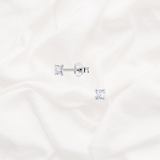 Square Cubic Zirconia Studs