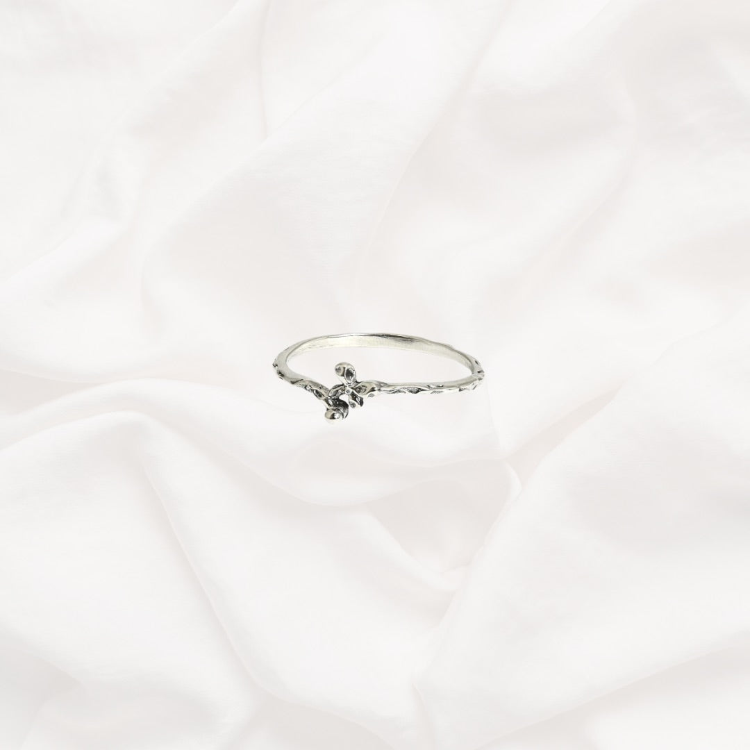 Silver Hammered Butterfly Ring