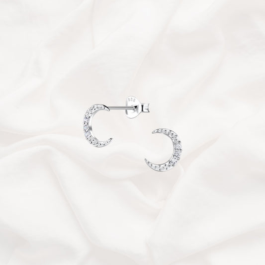 Moon Cubic Zirconia Studs