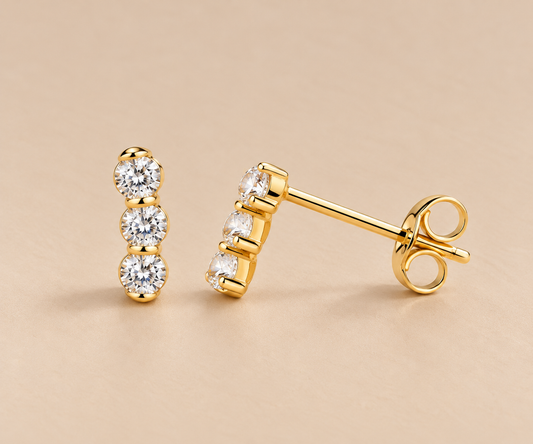 Triple Stone • Cubic Zirconia • Gold