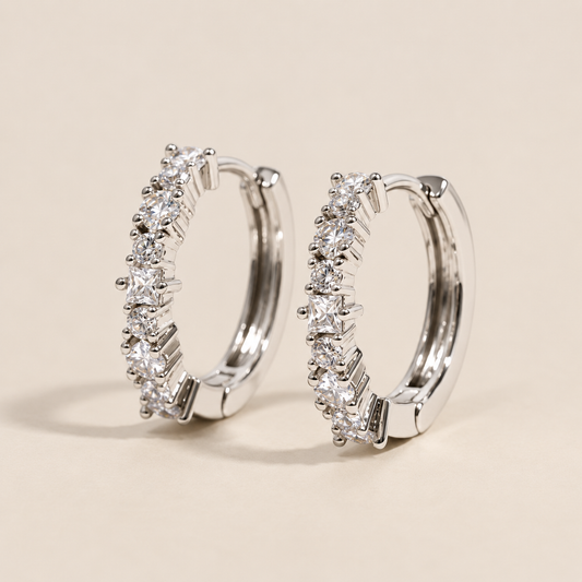 Silver Pavé Hoops